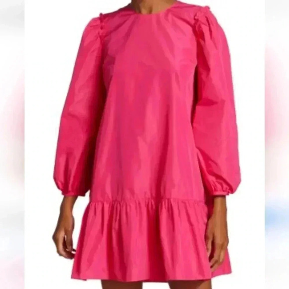 cinq a sept Dresses & Skirts - Cinq A Sept Jackie Puff Sleeve Ruffle Hem Pink Mini Dress SZ M
